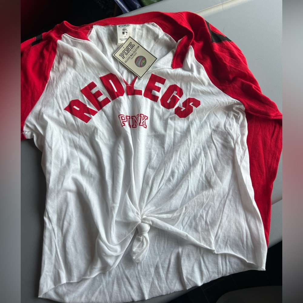 Victoria’s Secret Pink Cincinnati Reds cropped baseball tee, size L, NWT